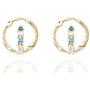 ORDOR 14K gold-plated-brass stud Earrings For Women 0.78'' x0.78''/Silver post/Nickel free/brass, Cubic Zirconia(Aquamarine, sapphire color)
