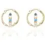 ORDOR 14K gold-plated-brass stud Earrings For Women 0.78'' x0.78''/Silver post/Nickel free/brass, Cubic Zirconia(Aquamarine, sapphire color)
