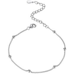 ChicSilver 925 Sterling Silver Simple Durable Cuban Link/Figaro/Twist Rope/Bead Chain Bracelet for Women Teen Girls(with Gift Box)