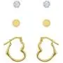 10K Gold Filled Swarovski Crystal studded Ball and Gold color Ball and heart three earrings set. 10K Gold Filled Swarovski Crystal studded Ball and Gold color Ball and heart three earrings set.