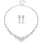 mecresh Clustered Crystal Rhinestone Flower Bridal Necklace Teardrop Dangle Earrings Jewelry Sets for Women Gift mecresh Clustered Crystal Rhinestone Flower Bridal Necklace Teardrop Dangle Earrings Jewelry Sets for Women Gift