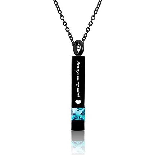 YSAHan Cube Urn Necklaces for Human Crystal Birthstone Cremation Locket Keepsake Ashes Jewelry-Always on My Mind Forever in My Heart