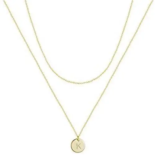 Kyerlyn Layered Initial Necklace 14K Gold Plated Dainty Round Disc Engraved Name Personalized Alphabet Pendant Choker Necklace Fashion Jewelry Gift for Women Girls Kyerlyn Layered Initial Necklace 14K Gold Plated Dainty Round Disc Engraved Name Personalized Alphabet Pendant Choker Necklace Fashion Jewelry Gift for Women Girls