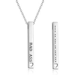 Sterling Silver Morse Code Necklace, Secret Message Jewelry Gifts for Women