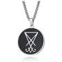 XUANPAI Unisex Stainless Steel Leviathan Cross Pendant Brimstone Symbol Jewellery Stainless Steel Church of Satan Necklace
