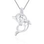 LGSY Sterling Silver Dolphin with Babies Pearl Cage Pendants for Women, Design Pearl Cage Pendants for Pearl Jewelry Making, Essential Oil Diffuser Lockets for Pearl Jewelry
