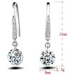 YAZILIND Drop Dangle Earrings Silver Cubic Zirconia Sparkling Women Hook Earrings Elegant Vintage Shinning Statement Party Jewelry