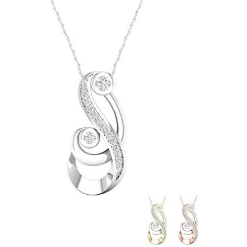IGI Certified 1/6Ct TDW Diamond Sterling Silver Two Stone Pendant Necklace For Women.