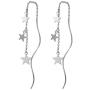 Tiny Star Wave Long Threader Chain Dangle Drop Hanging Earrings for Women Teen Girls Dainty Cute White Gold Plated Hypoallergenic Sensitive Ears Crawler Jewelry Gifts for Daughter Granddaughter