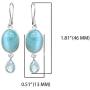 2'' Larimar Blue Topaz 925 Solid Sterling Silver Teardrop Dangle Earrings