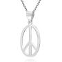 AeraVida Modern Oval Peace Sign Love not War .925 Sterling Silver Pendant Necklace