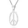 AeraVida Modern Oval Peace Sign Love not War .925 Sterling Silver Pendant Necklace