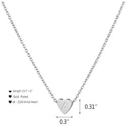 Heart Initial Necklace for Women, Tiny Silver Alphabet Letter Necklace Personalized Jewelry Gifts