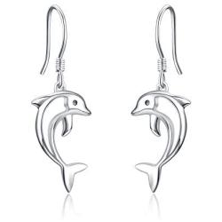 Sterling Silver Cat Earrings,Dolphin Earrings,Fishbone Earrings,Hippocampus Earrings for Women