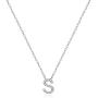 MONOOC Cubic Zirconia Initial Necklace, 14K White Gold Plated CZ Initial Letter Necklaces Dainty Simulated Diamond Gold Alphabet Pendant Womens Monogram Necklace Initial Jewelry Gifts for Women Girls