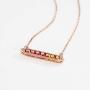 18K Rose Gold Plated S925 Fancy Colored Pendant Necklace Rainbow Color Birthstone Ruby Sapphire Baguette Necklace 16-18'' Fine Jewelry for Women Gilrs