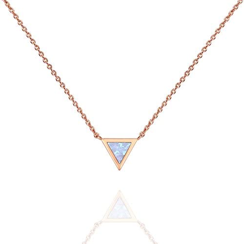 PAVOI 14K Gold Plated Triangle Created Opal Necklace | Opal Necklaces for Women