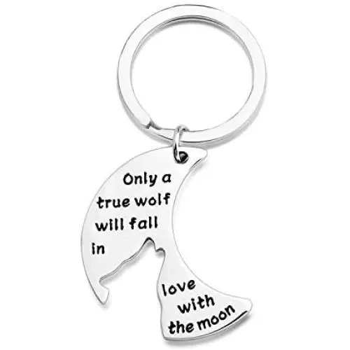WUSUANED Howling Wolf On The Moon Keychain Only A True Wolf Will Fall in Love with The Moon Wolf Jewelry Gift for Women WUSUANED Howling Wolf On The Moon Keychain Only A True Wolf Will Fall in Love with The Moon Wolf Jewelry Gift for Women