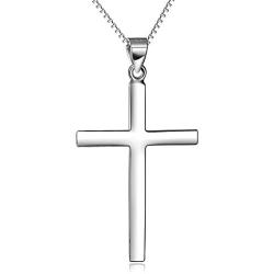 LUHE Sterling Silver Cross Pendant Necklace for Men Women Teens with Gift Box
