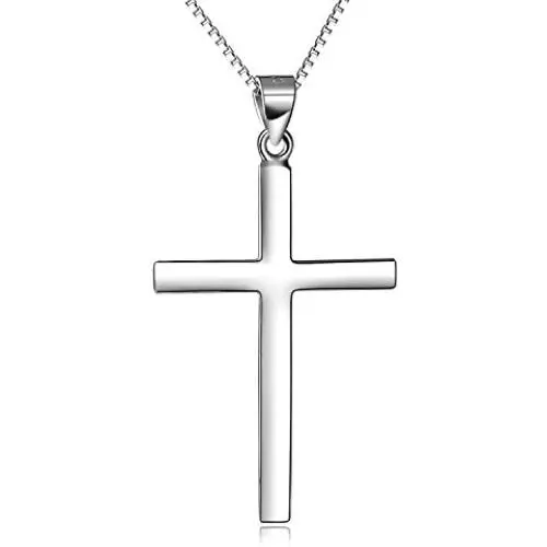 LUHE Sterling Silver Cross Pendant Necklace for Men Women Teens with Gift Box LUHE Sterling Silver Cross Pendant Necklace for Men Women Teens with Gift Box