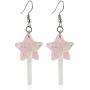 5 Pairs Cute Resin Star-shaped Lollipop Drop Earring Handmade Candy Color Simulation Food Dangle Earring
