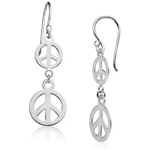 Big Apple Hoops - Mothers Day Jewelry Lightweight Double Peace Sign Drop Dangle Earrings Made from Real Solid 925 Sterling Silver in 3 Color Rose, Silver or Gold with Protective Electrocoated Finish for Anti-Tarnish Big Apple Hoops - Mothers Day Jewelry Lightweight Double Peace Sign Drop Dangle Earrings Made from Real Solid 925 Sterling Silver in 3 Color Rose, Silver or Gold with Protective Electrocoated Finish for Anti-Tarnish