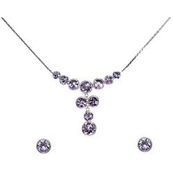Faship Gorgeous Rhinestone Crystal Floral Necklace Earrings Set