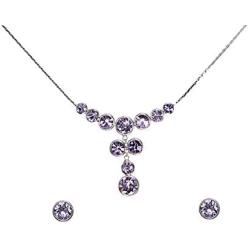 Faship Gorgeous Rhinestone Crystal Floral Necklace Earrings Set