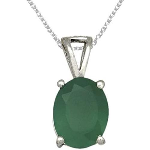 YoTreasure 0.60'' Green Onyx Solid 925 Solid Sterling Silver Chain Pendant