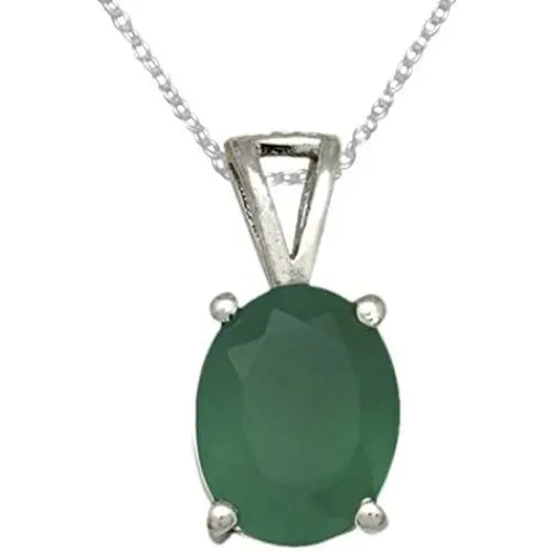 YoTreasure 0.60'' Green Onyx Solid 925 Solid Sterling Silver Chain Pendant YoTreasure 0.60'' Green Onyx Solid 925 Solid Sterling Silver Chain Pendant