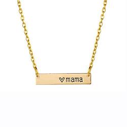 Luxcastle Mother Bar Necklace Mama Lovely Pendant Necklace Gold Chain for Women Mom Birthday Gift Mother Day