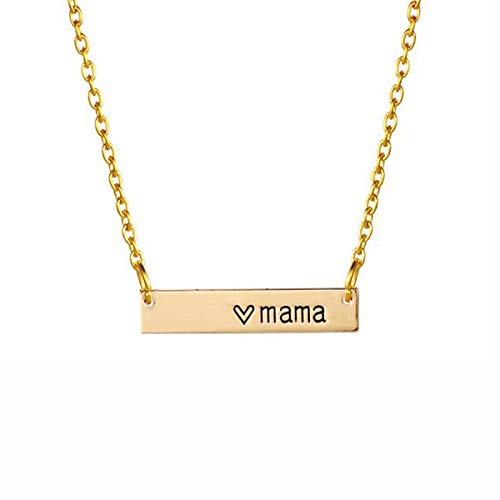 Luxcastle Mother Bar Necklace Mama Lovely Pendant Necklace Gold Chain for Women Mom Birthday Gift Mother Day