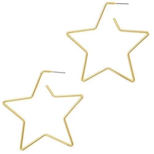 And Lovely 14K Gold Dipped Star Earrings - Hypoallergenic Lightweight Fun Statement Drop Dangle Earrings