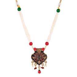 Efulgenz Indian Bollywood Antique Vintage Gold Plated Wedding Faux Pearl Strand Pendant Choker Collar Necklace Earring Jewelry Set