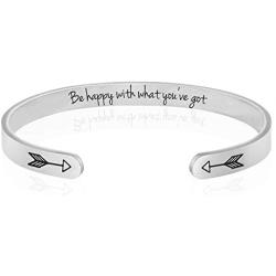 Mantra Cuff for Women, Inspirational Gift Jewelry for her, Motivational Silver Friendship Bracelets, Engraved Bracelets for Women, Encouragement Jewelry