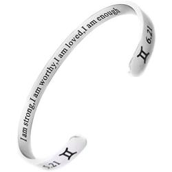 RENYILIN Creative Cuff Bracelet, Zodiac Bracelet, Inspirational Stainless Steel Bracelet for Men and Women