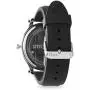 Steve Madden Rhodium Plated and Black Band Watch with Cross Pendant Necklace Jewelry Set For Men