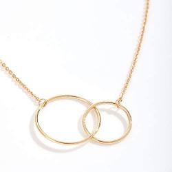 Mother Daughter Gift Necklace, Mothers Day Gift, Gifts for Mom, Mom Necklace, 2 Interlocking Circles (gold-plated-brass, NA)