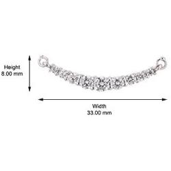 Vanbelle Sterling Silver Jewelry Curved Bar Pendant Necklace with Cubic Zirconia Stones and Rhodium Plated for Women and Girls