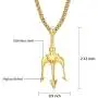 FAANCU Poseidon God of The Sea Trident Necklace Stainless Steel Pendant for Men Hip Hop Jewelry