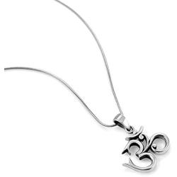 Sterling Silver 19 mm Aum Om Ohm Sanskrit Symbol Yoga Charm Pendant Necklace 18