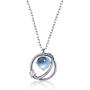Star Planet Necklace Choker Blue Glass Cubic Zirconia Starry Universe Round Circle Pendant Necklace for Women Girls Fashion Jewelry