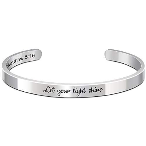 Christian Gifts for Women Inspirational Religious Bracelets for Women Her Girls Cuff Bangle Mens Bracelets Bible Verse Mantra Quotes Engraved Jewelry