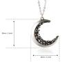 LAONATO Crescent Moon and Black CZ Necklace, 25 inches
