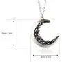 LAONATO Crescent Moon and Black CZ Necklace, 25 inches