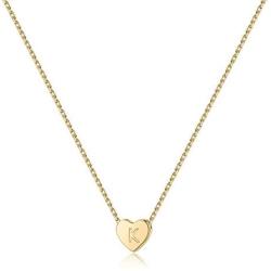 PAERAPAK Letter Initial Necklace for Women - 14K Gold Filled Tiny Heart Pendant Letter Necklace Personalized Initial Heart Charm Necklace for Her Kids Child Necklace Birthday Jewelry Gifts