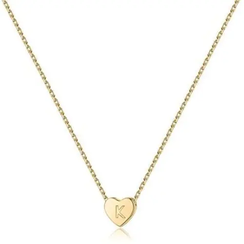 PAERAPAK Letter Initial Necklace for Women - 14K Gold Filled Tiny Heart Pendant Letter Necklace Personalized Initial Heart Charm Necklace for Her Kids Child Necklace Birthday Jewelry Gifts