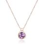 14K Rose Gold over Sterling Silver Diamond and Amethyst Halo Pendant Necklace (3.00 CTW), 18, Jewelry for Women