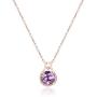 14K Rose Gold over Sterling Silver Diamond and Amethyst Halo Pendant Necklace (3.00 CTW), 18, Jewelry for Women