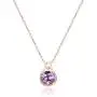 14K Rose Gold over Sterling Silver Diamond and Amethyst Halo Pendant Necklace (3.00 CTW), 18, Jewelry for Women